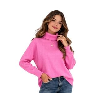 Blair Pink Turtleneck Sweater Women Size M Soft Knit Classic Pullover